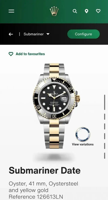 RLX SUBMARINER GOLD BLACK
