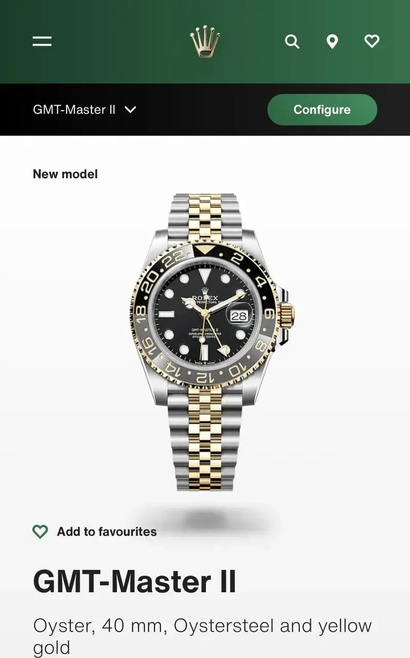 RLX GMT MASTER 2 GOLD BLACK