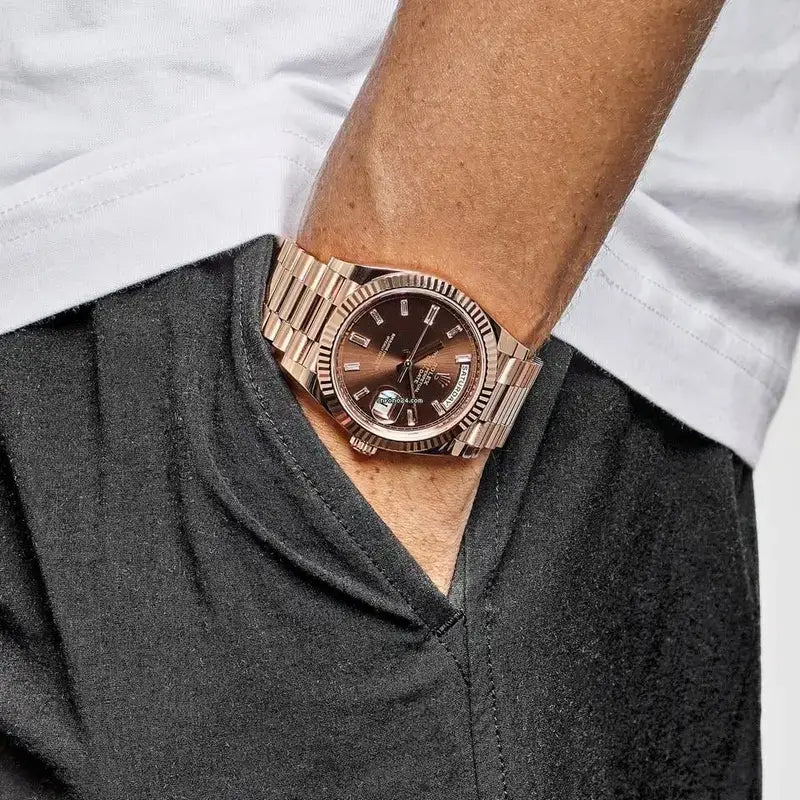 RLX DAYDATE ROSE GOLD CHOCLATE DAIL
