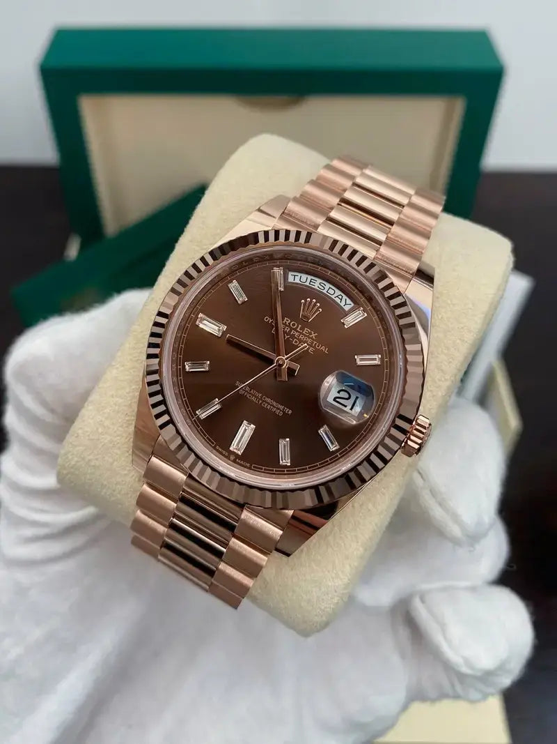 RLX DAYDATE ROSE GOLD CHOCLATE DAIL